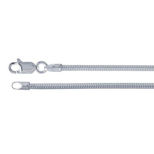 Catena a serpente tonda senza giunture in argento sterling 1,9 mm