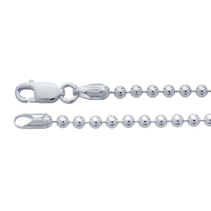 Catena a perline in argento sterling 2,5 mm