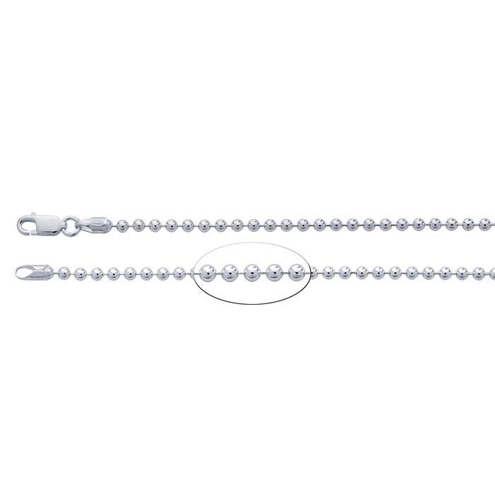 Catena a perline in argento sterling 2,5 mm