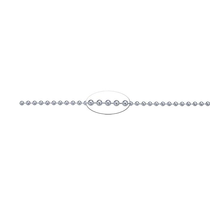 Catena a perline in argento sterling 2,5 mm, bobina da 15,24 m