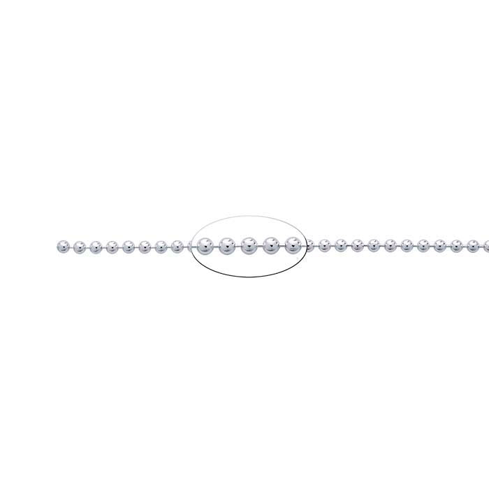Sterling Silver 2.5mm Bead Chain, By the Foot