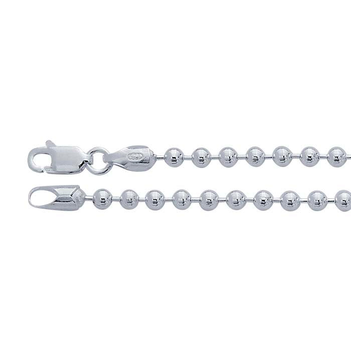 Catena a perline da 3mm in argento sterling