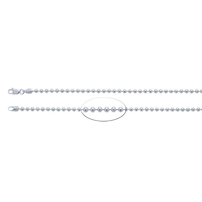 Catena a perline da 3mm in argento sterling