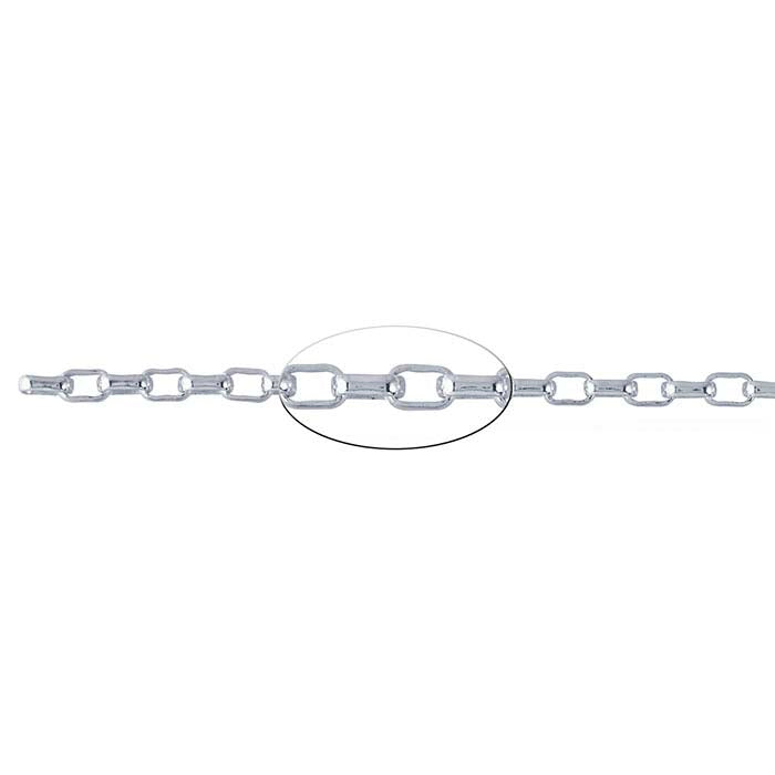 Ovale Rolo-Kette aus Sterlingsilber, 5,2 mm, fußweise