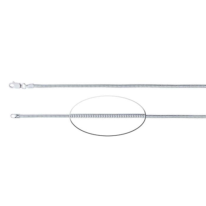 Catena a serpente tonda senza giunture in argento sterling 2,5 mm