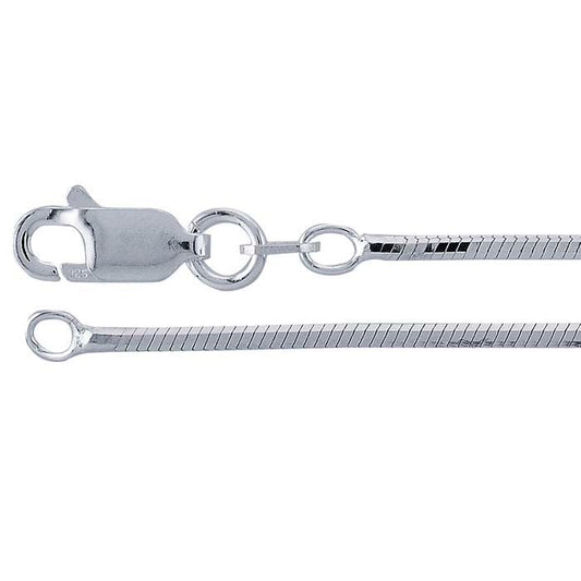 Sterling Silver Rhodium-Plated 1.3mm Eight-Sided Seamed Snake Chain