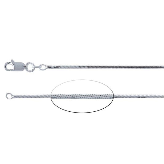 Sterling Silver Rhodium-Plated 1.3mm Eight-Sided Seamed Snake Chain