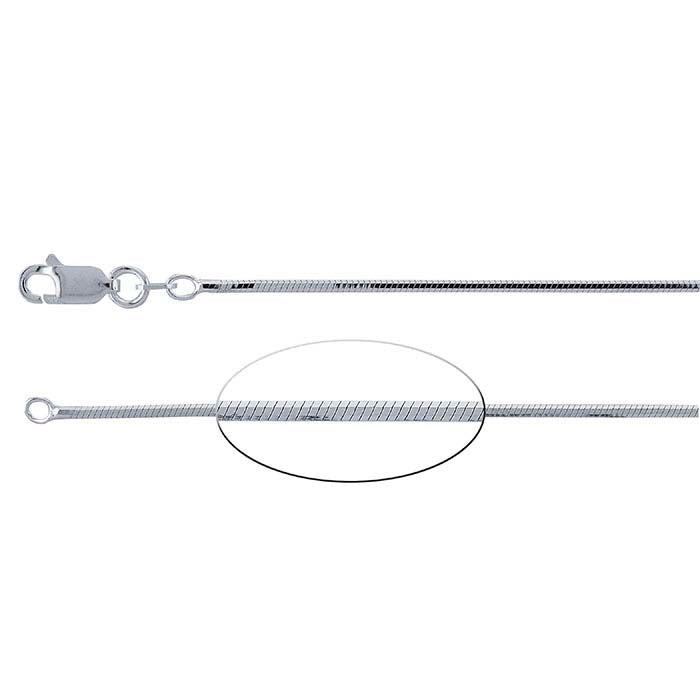 Sterling Silver Rhodium-Plated 1.3mm Eight-Sided Seamed Snake Chain