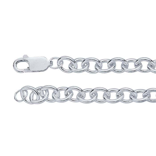 Sterling Silver Oval Cable Chain Bracelet