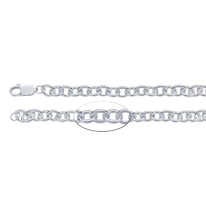 Sterling Silver Oval Cable Chain Bracelet