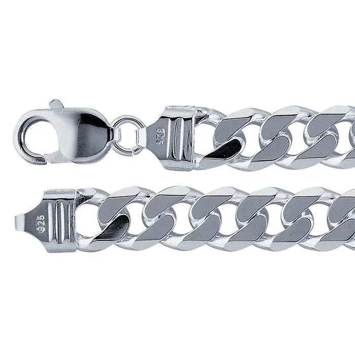 Sterling Silver Beveled Curb Chain Bracelet