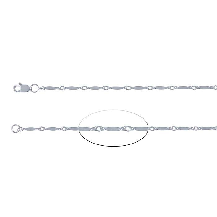 Sterling Silver 1.7mm Dapped Bar and Link Chain