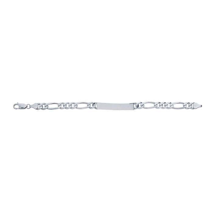 Sterling Silver Figaro Chain ID Bracelet