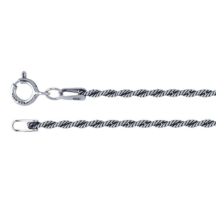 Sterling Silver Oxidized 1.7mm Twist Rope Chain