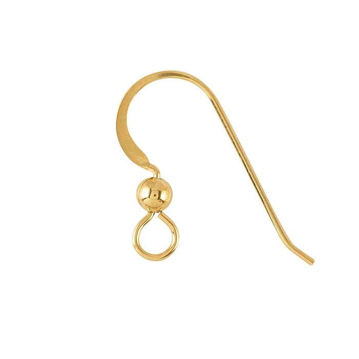 14/20 Yellow Gold-Filled Flattened Ear Wire with Loop and 3mm Bead
