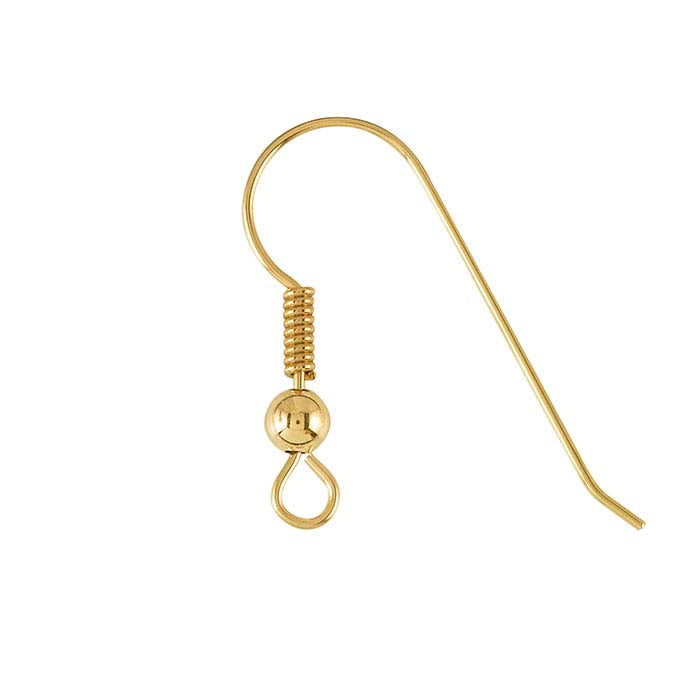 14/20 Yellow Gold-Filled Ear Wires with Loop, Bead and Coil