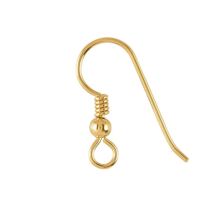 14/20 Yellow Gold-Filled Ear Wires with Loop, Bead and Coil