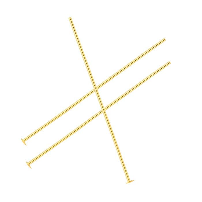 14/20 Yellow Gold-Filled 38.1mm 2mm Domed Head Pin, 0.72mm, Hard