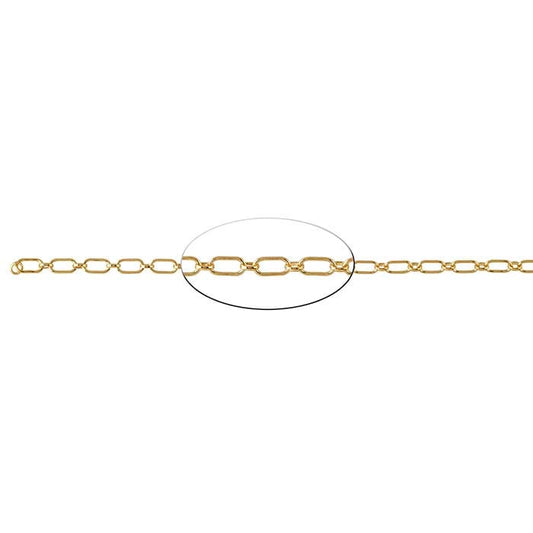 14/20 Yellow Gold-Filled 3mm Long & Short Chain, By the Foot