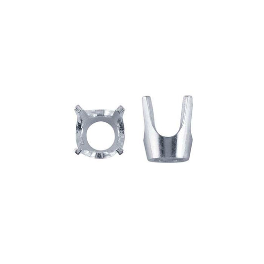 Sterling Silber 5mm Runde Low-Base 4-Prong Fassung
