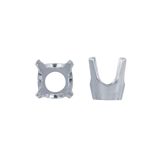 Sterling Silber 6,5 mm Runde Low-Base 4-Prong Fassung