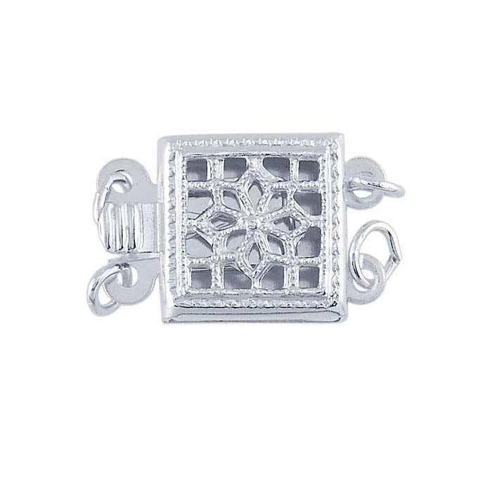 Chiusura di Sicurezza a Scatola Filigranata in Argento Sterling 15,5 x 8,5 mm, a 2 Fili
