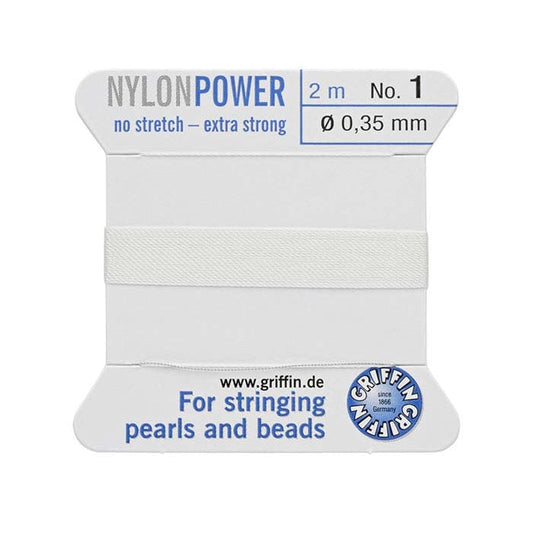 Griffin™ Bead Cord Nº 1 – 0.35 mm | Pack of 5 | Natural Silk, NylonPower, High Performance | Multiple Colors | With Needle