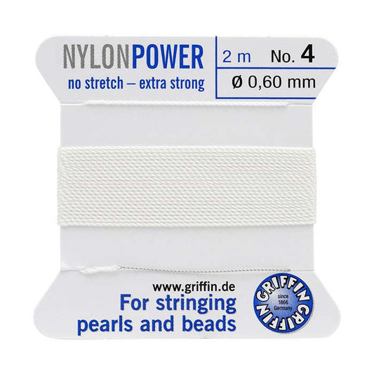 Griffin™ Bead Cord Nº 4 – 0.60 mm | Pack of 5 | Natural Silk, NylonPower, High Performance | Multiple Colors | With Needle