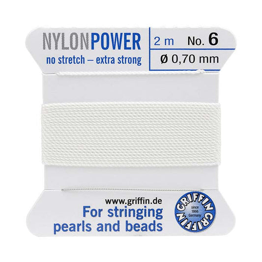 Griffin™ Bead Cord Nº 6 – 0.70 mm | Pack of 5 | Natural Silk, NylonPower, High Performance | Multiple Colors | With Needle