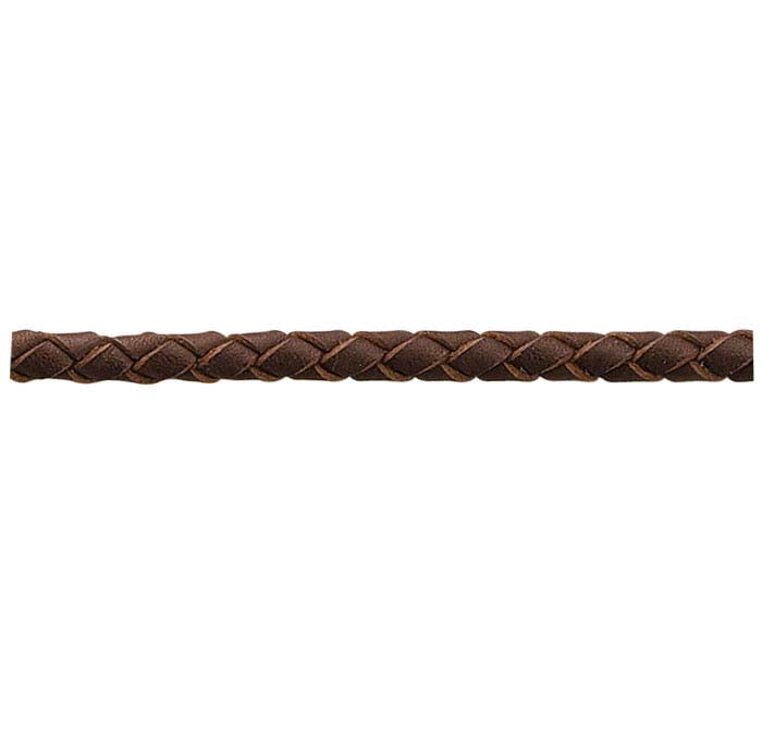 Dark Brown Machine-Braided Leather 4mm Bolo Cord, 1066.8 mm