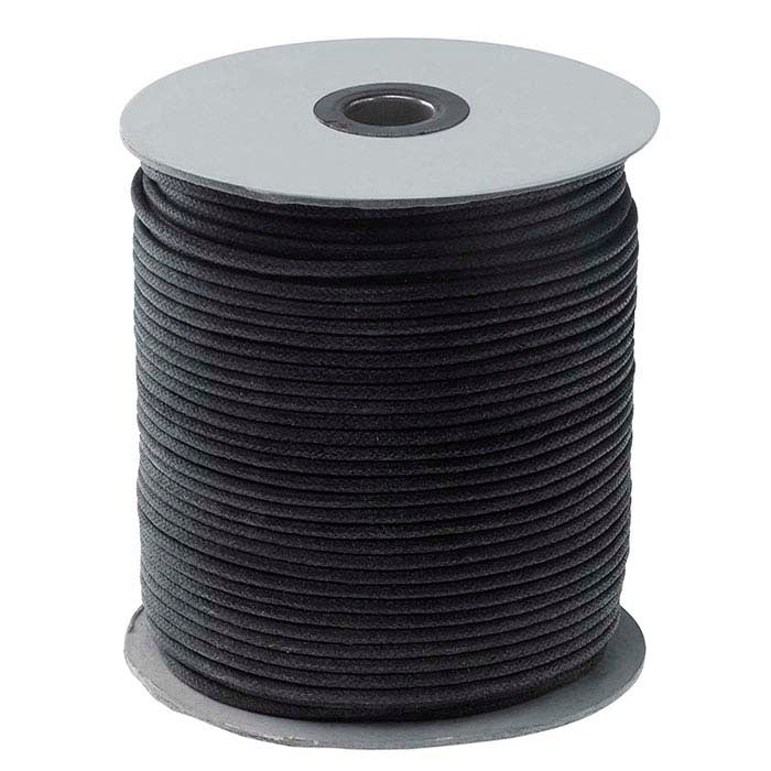 Black Waxed Cotton Cord, 100 Meters