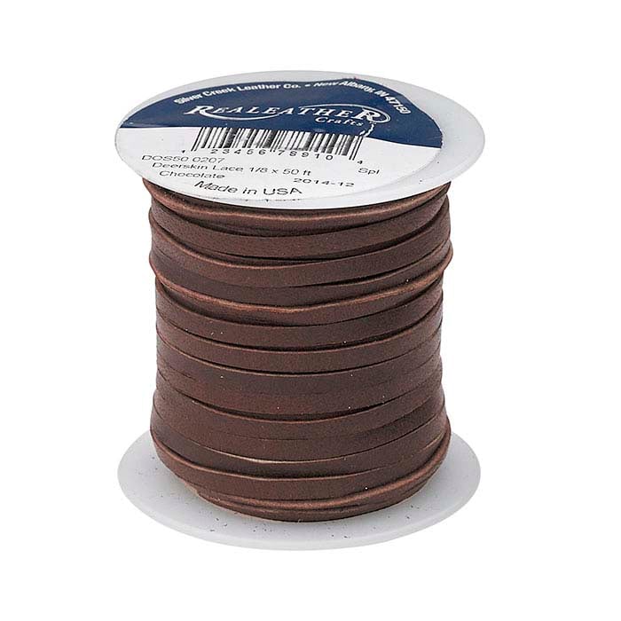 Chocolate Deerskin Leather 3.17mm Flat Lace, 15.24 m. Spool