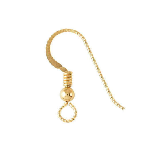 14/20 Yellow Gold-Filled Flattened SlipLess™ Ear Wire with Loop, 3mm Bead and Coil