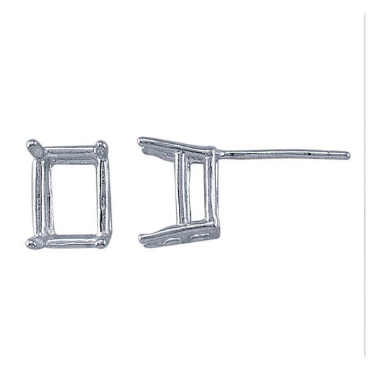 Sterling Silver Emerald-Cut ReadySet™ Basket Post Earring Mounting