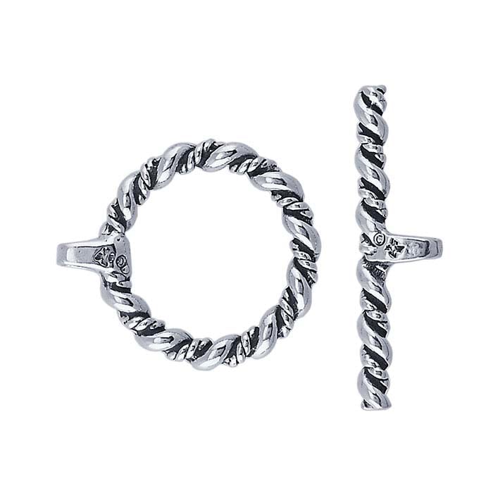 Chiusura a T doppia torsione in argento sterling 20,1 x 24,9 mm