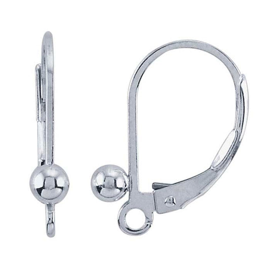 Sterling Silver Ball Lever-Back Ear Wire with Open Ring
