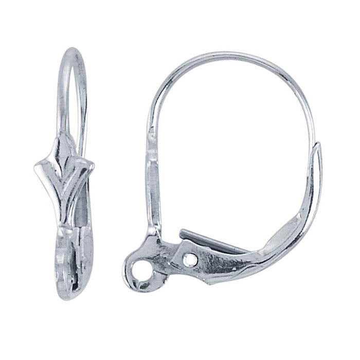 Sterling Silver Fleur-de-Lis Lever-Back Ear Wire with Open Ring