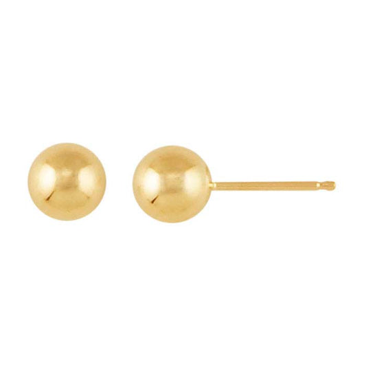 14K Yellow Gold Hollow Ball Post Earring