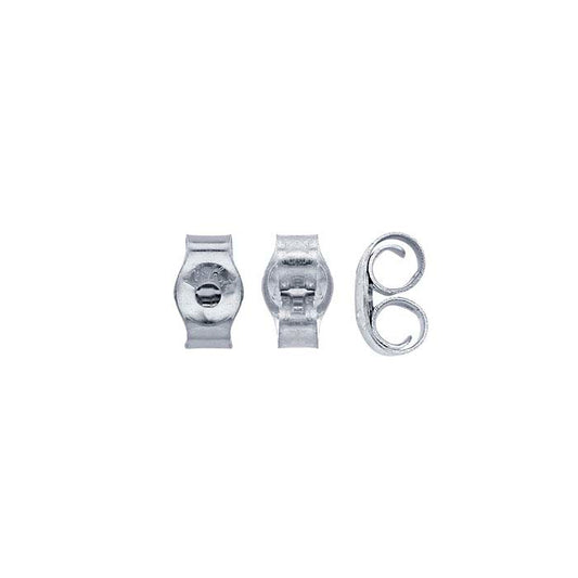 14K White Gold Rhodium-Plated 4mm dia. Lightweight Friction Ear Nut