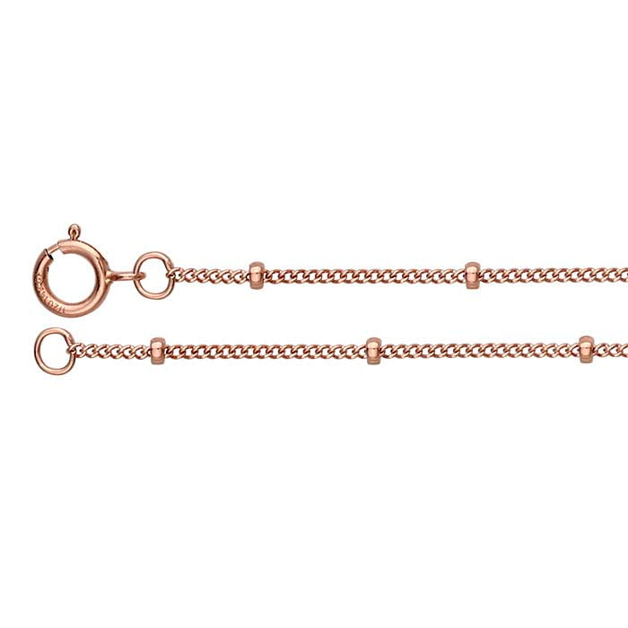 Catena Curb 14/20 in Oro Rosa Riempito 1mm con Perline da 1,8mm