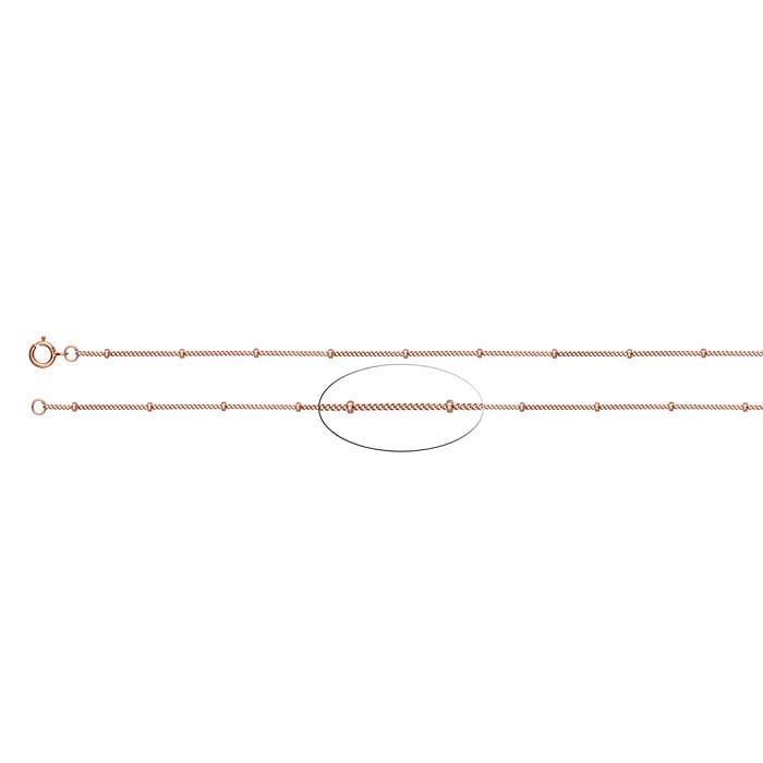 Catena Curb 14/20 in Oro Rosa Riempito 1mm con Perline da 1,8mm