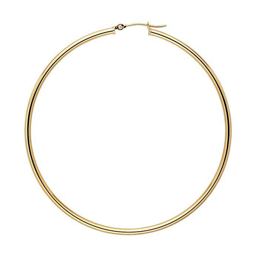 14K Yellow Gold 2mm Tubing Hoop Earrings