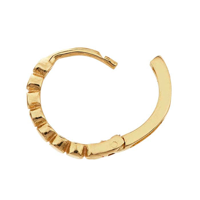 14K Yellow Gold Diamond-Cut Bead Huggie Hoop Earrings