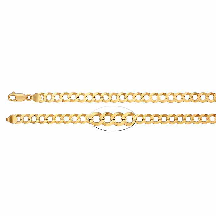 14K Yellow Gold Diamond-Cut Dapped Curb Chain