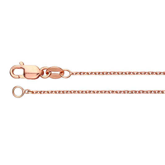 14K Rose Gold 1.1mm Beveled Cable Chain