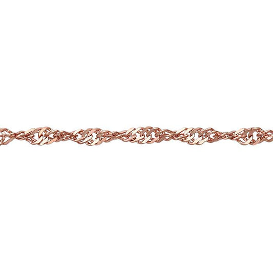 14K Rose Gold 1mm Diamond-Cut Singapore Chain
