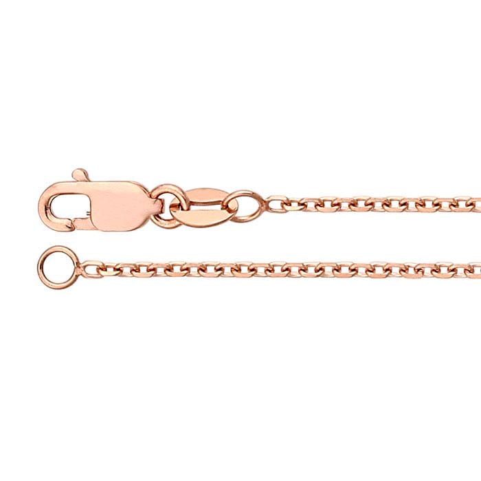 14K Rose Gold 1.2mm Diamond-Cut Beveled Cable Chain