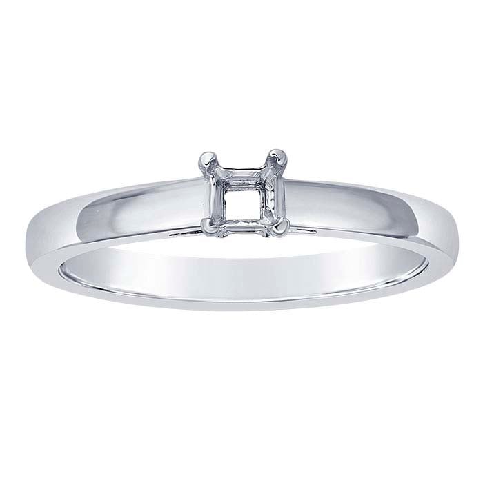14K White Gold 3mm Princess Basket Ring Mounting
