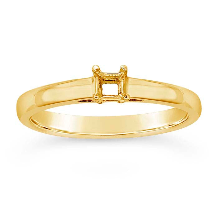 14K Yellow Gold Princess Basket Ring Mounting