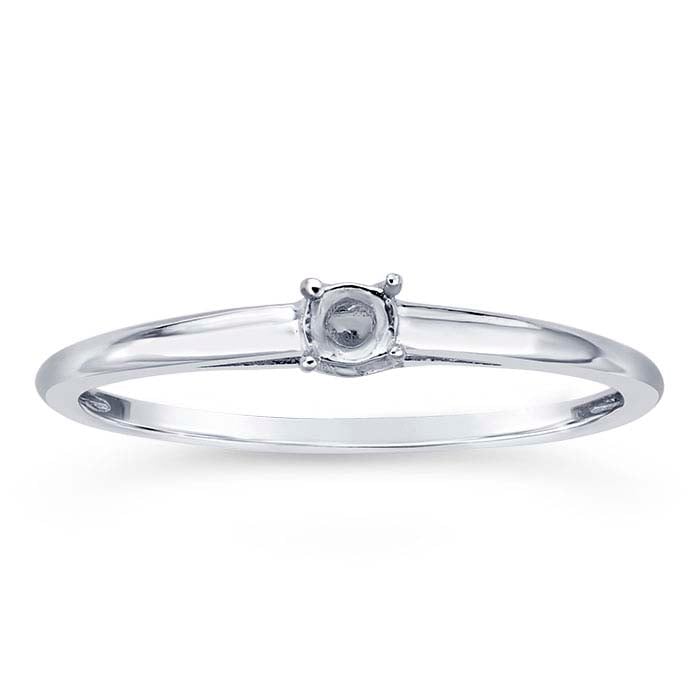 14K White Gold Criss-Cross 3mm Round Ring Mounting